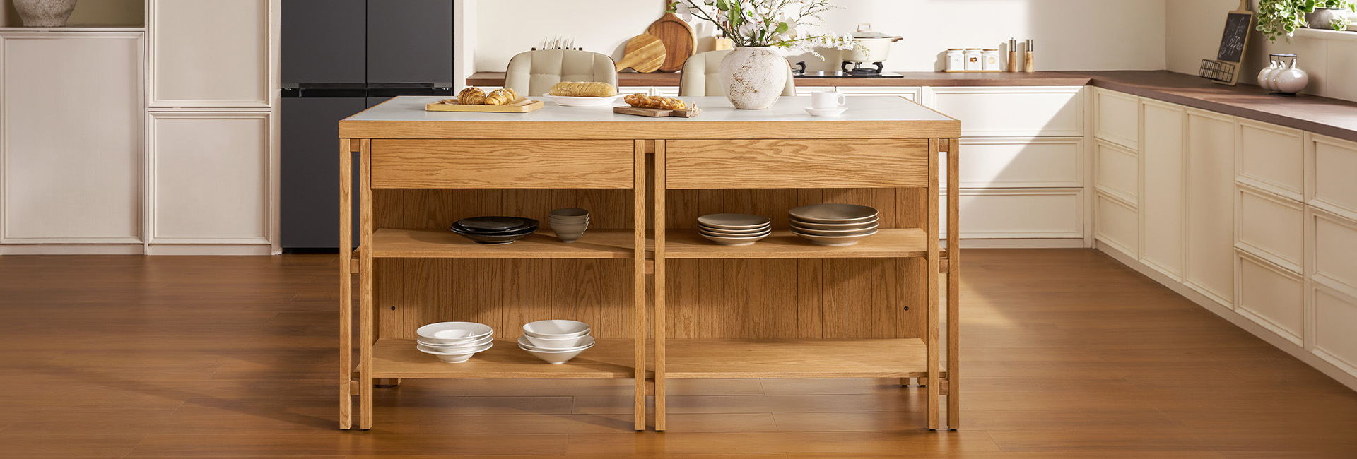 HERNEST Pernilla 72" Sintered Stone Kitchen Island