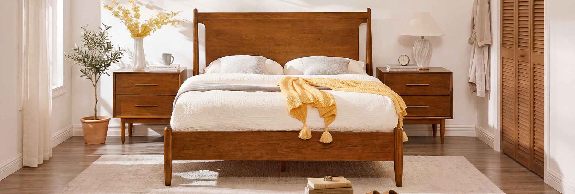 HERNEST Kaden Mid-Century Bed