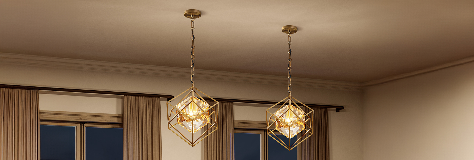 HERNEST Brass Geometric Crystal Pendant Light