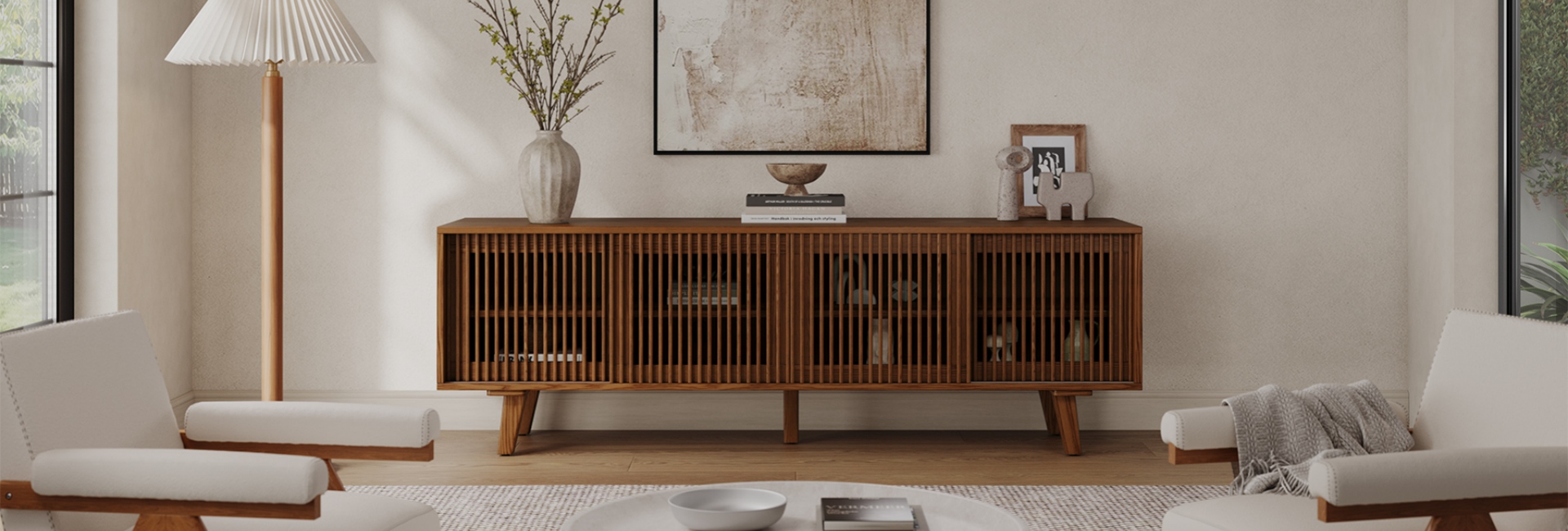 mid century modern media console