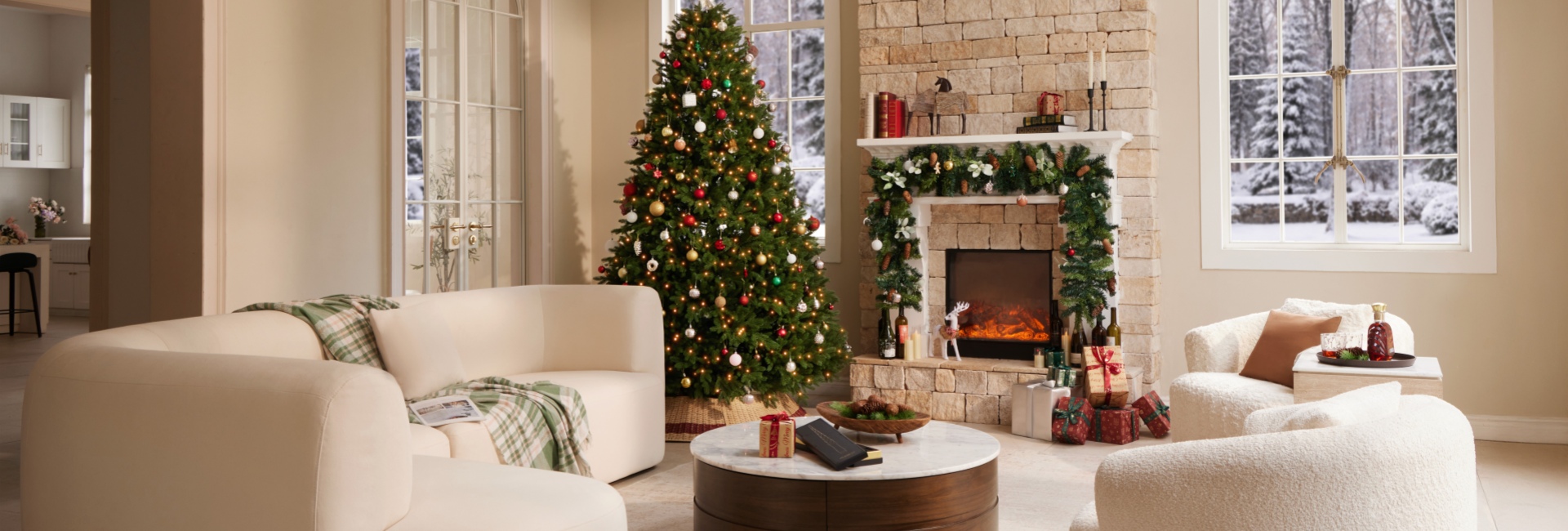 pre-lit Christmas tree