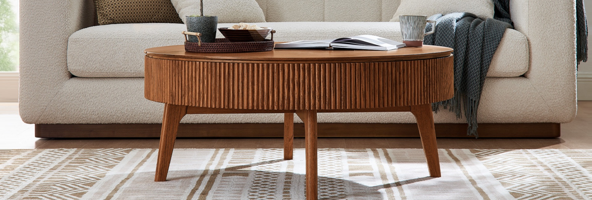 small coffee table with storage