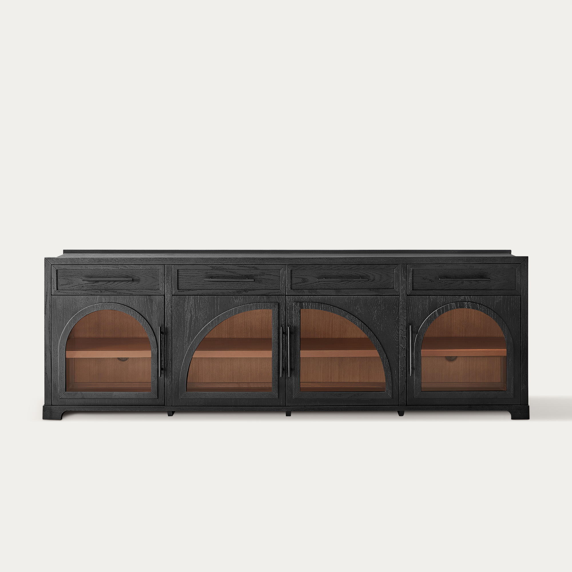 Jardine 84 inch Black Arched TV Stand with 4 Drawers & Adjustable