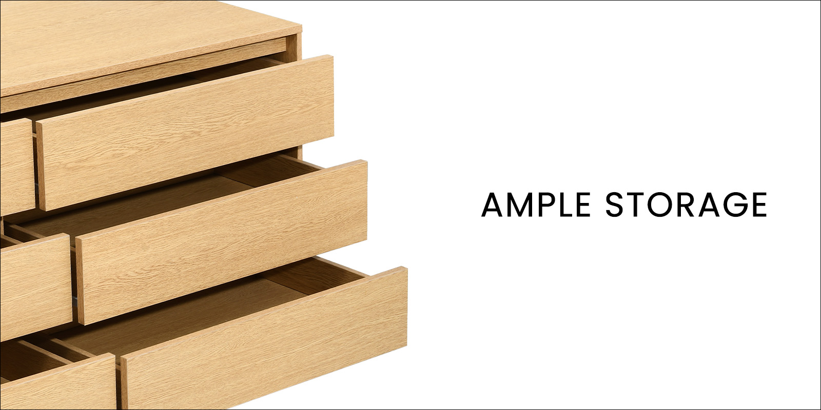 Hernest Modern Solid Wood 6 Drawer Double Dresser With Metal Legs for