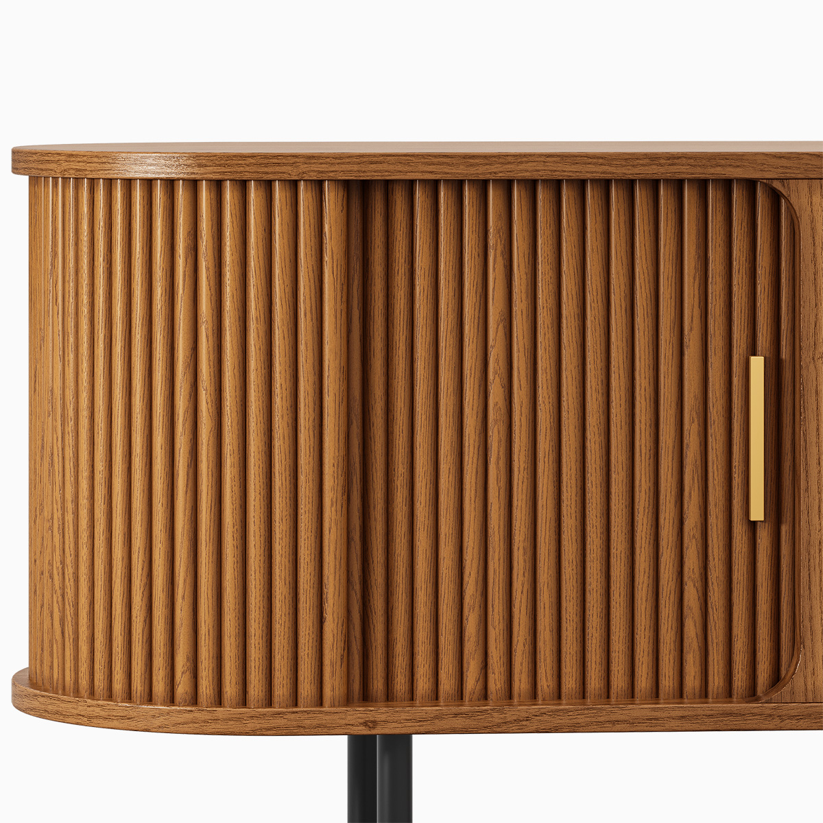 Hernest | 70 inch Oval Solid Wood Media Console with Tambour