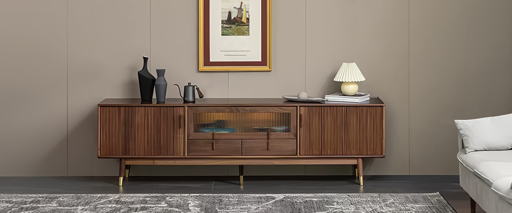 80" Walnut TV Stand for Living Room