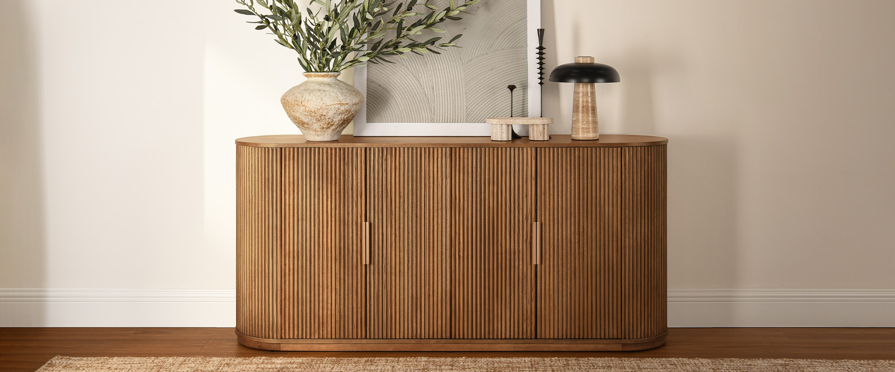fluted wood sideboard