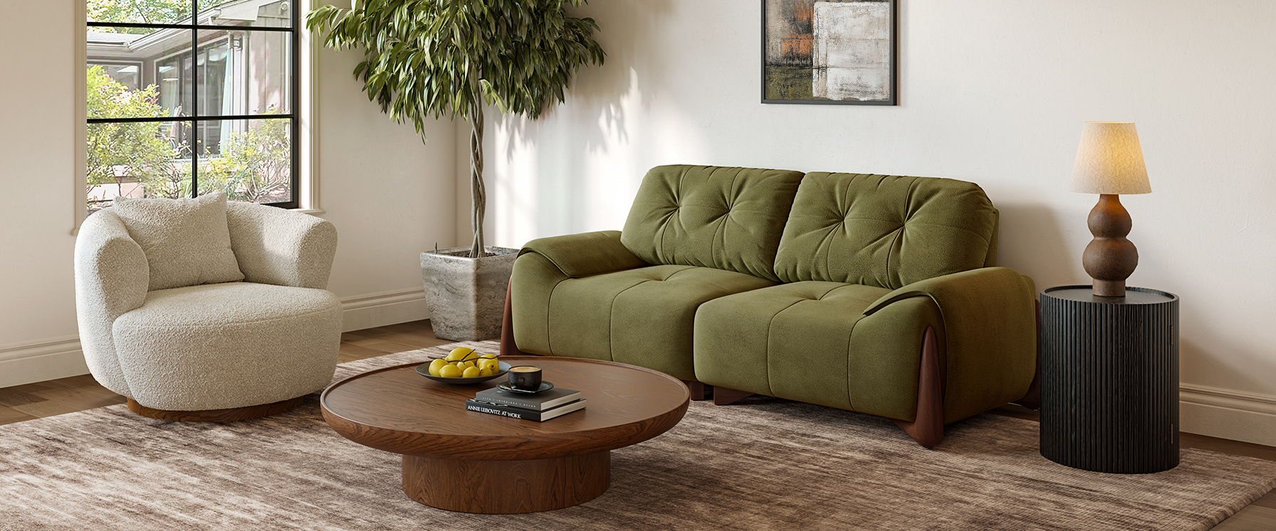 green sofa