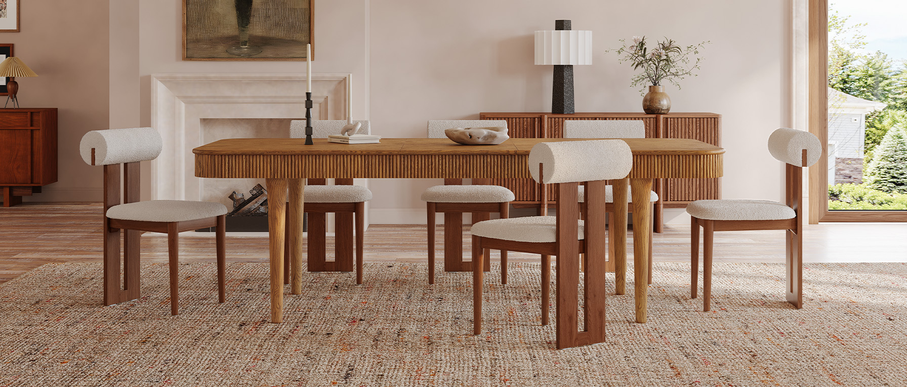 72-92 Inch MCM Soldi Wood Brown Extenpable Dining Table for Dining Room