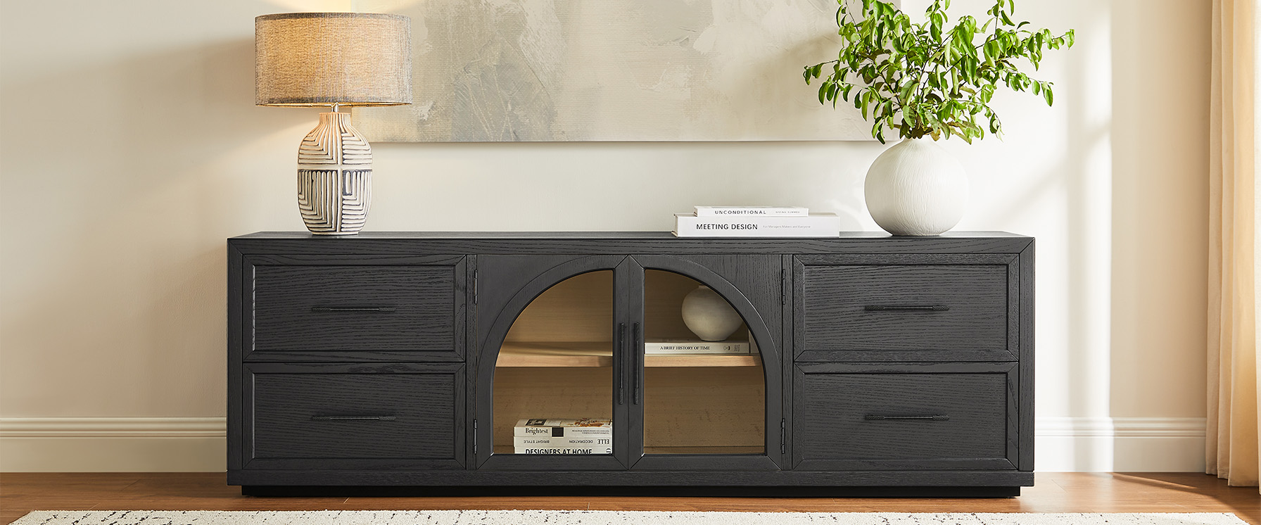 Black Oak Arch TV Stand