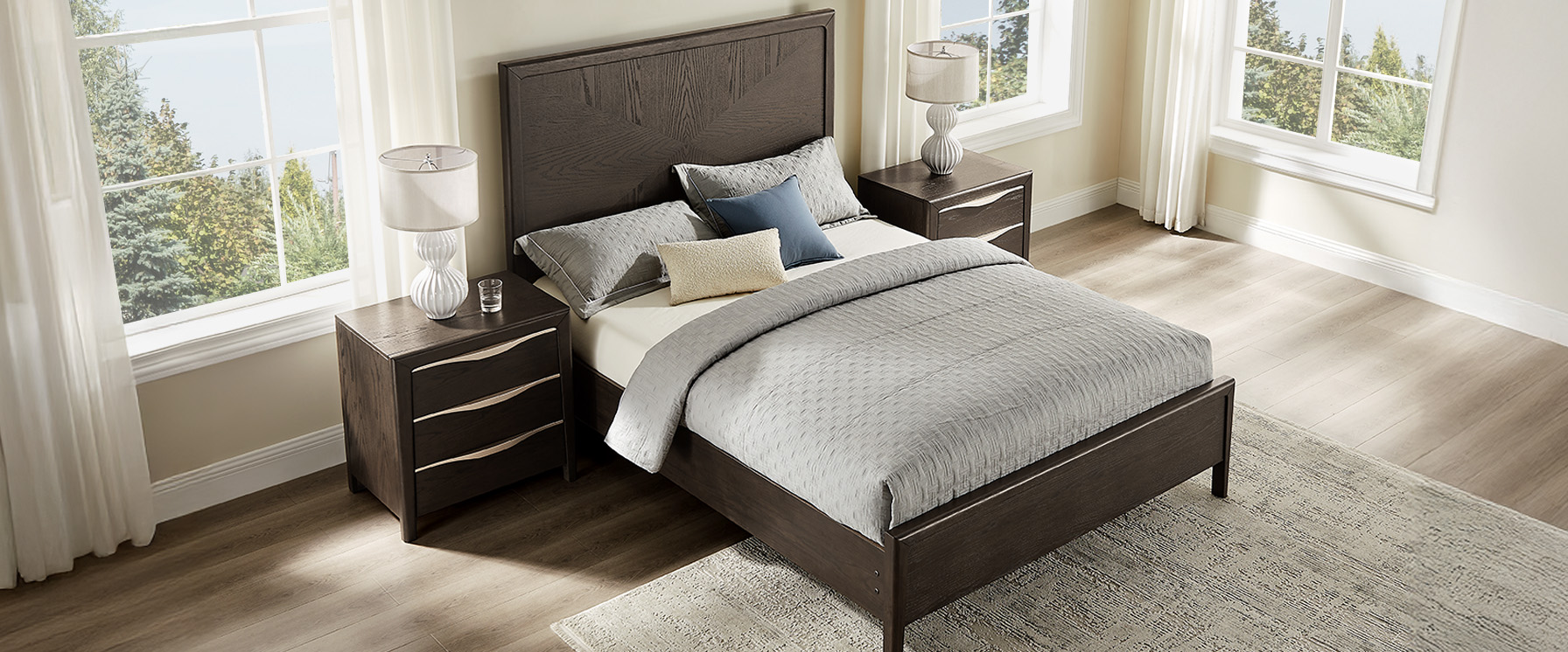 3-Piece Dark Brown Wooden Bedroom Set