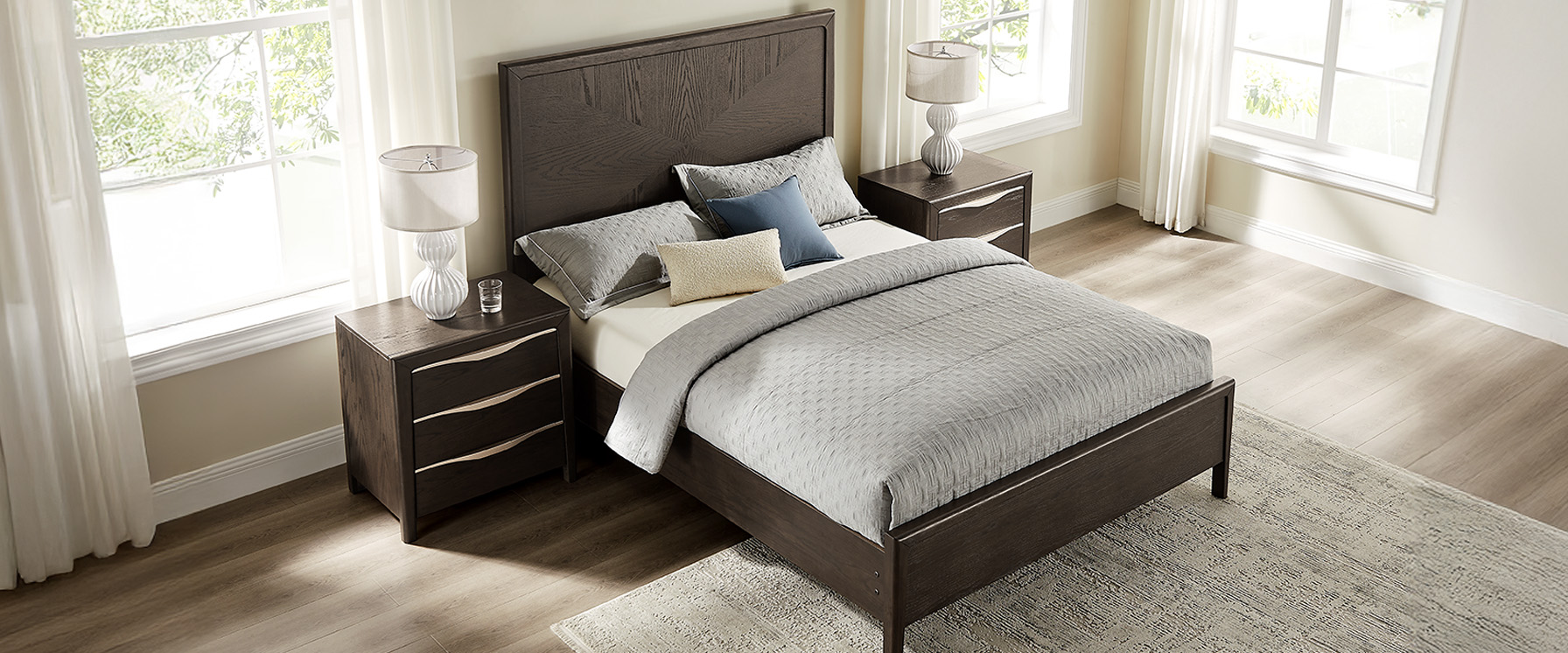 3-Piece Dark Brown Wooden Bedroom Set