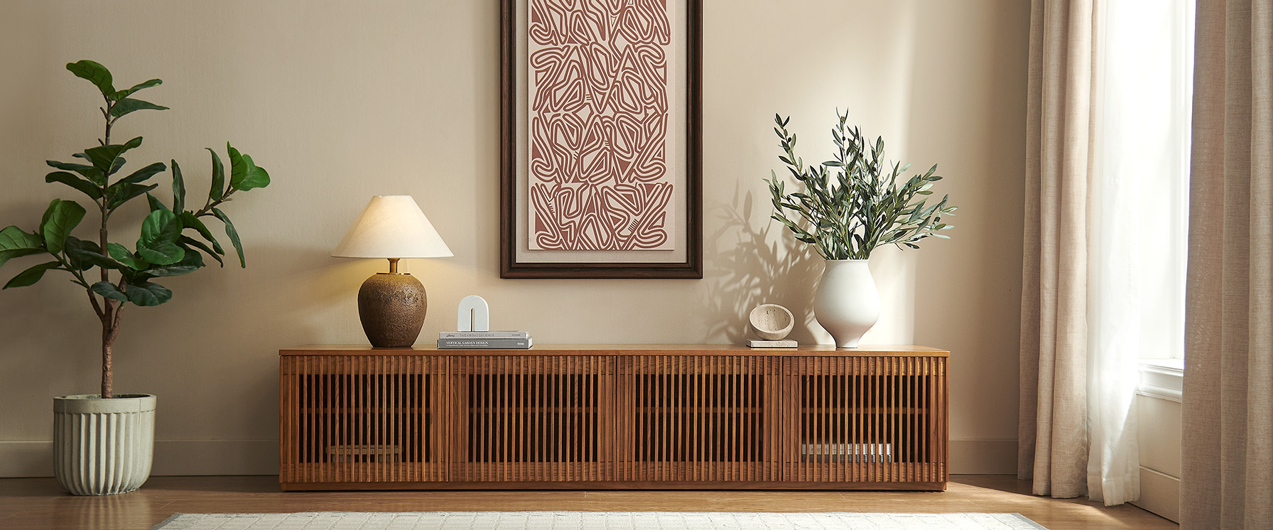 Slatted TV Stand