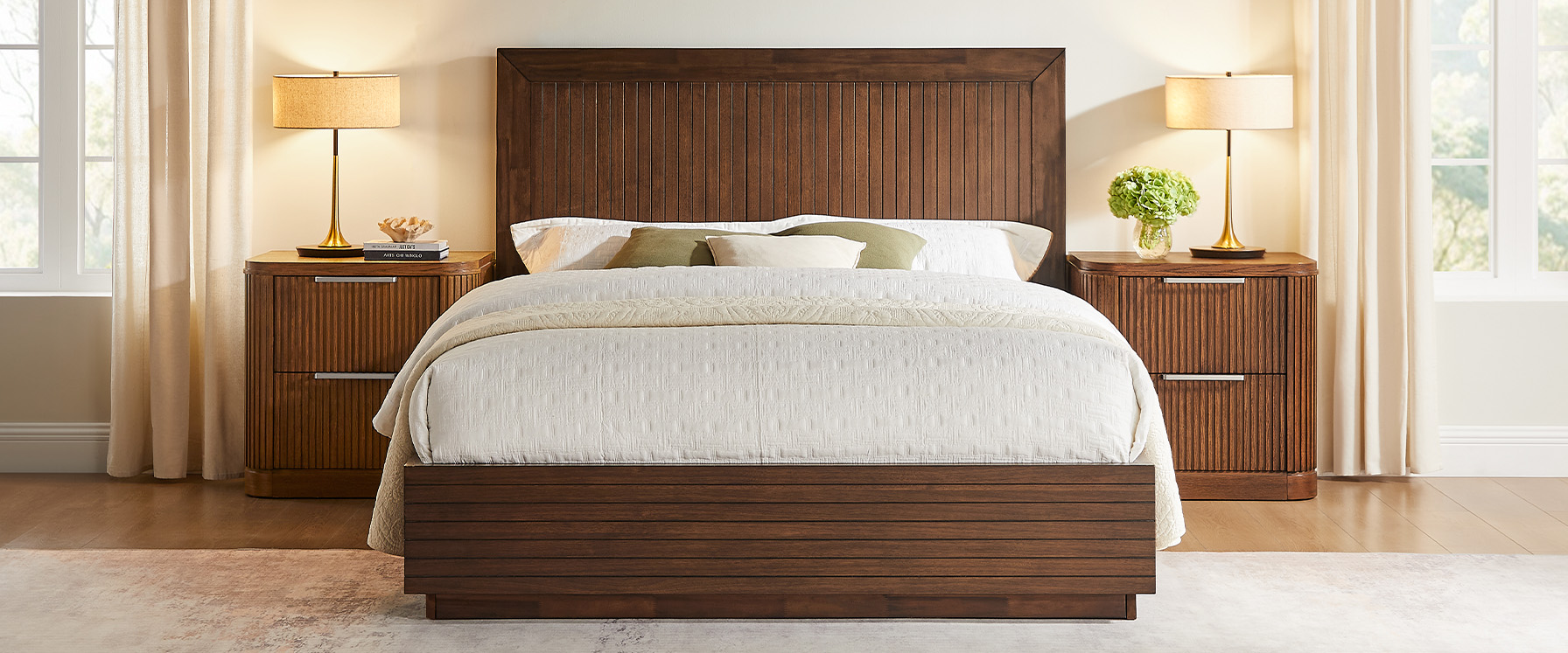 Fluted Acacia Bed
