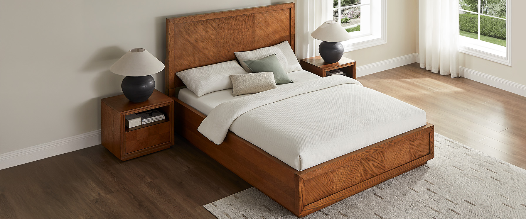 3-Piece Chevron Brown Wooden Bedroom Set