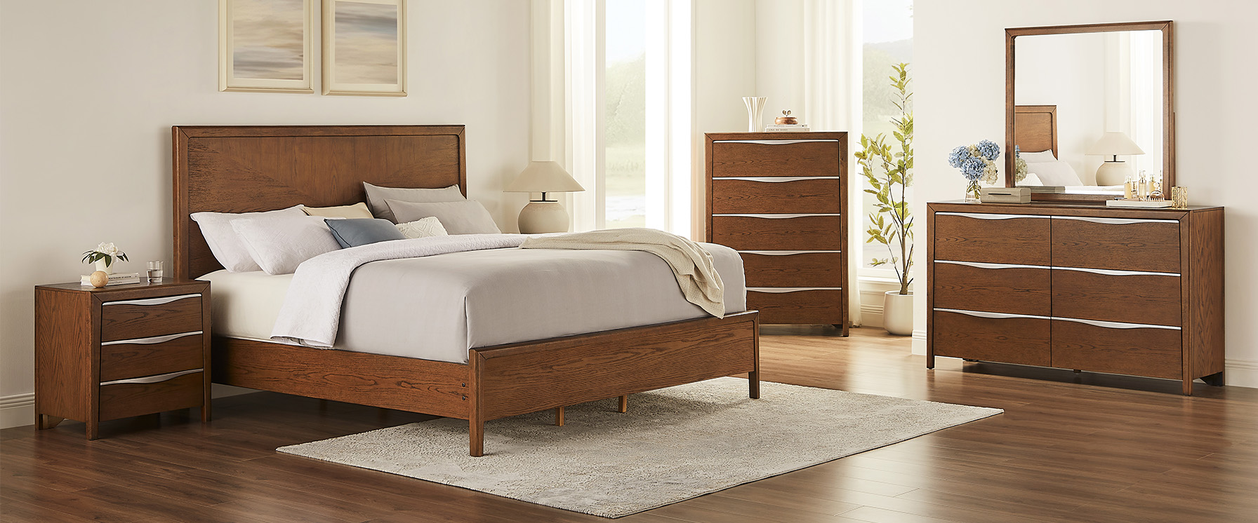 3-Piece Dark Brown Wooden Bedroom Set
