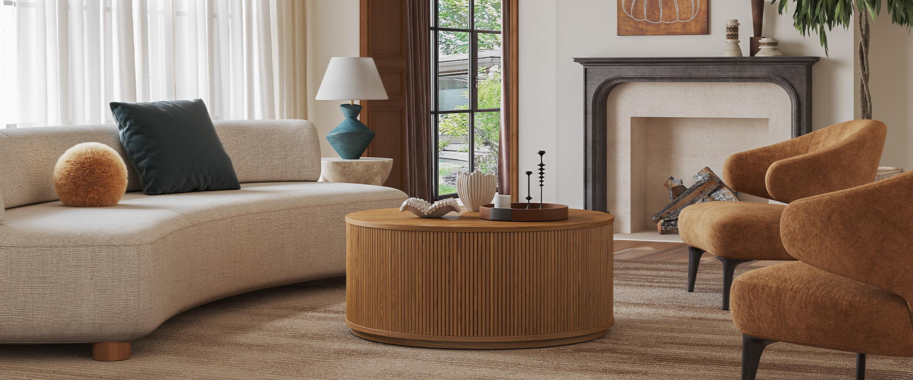 Round Oak Coffee Table