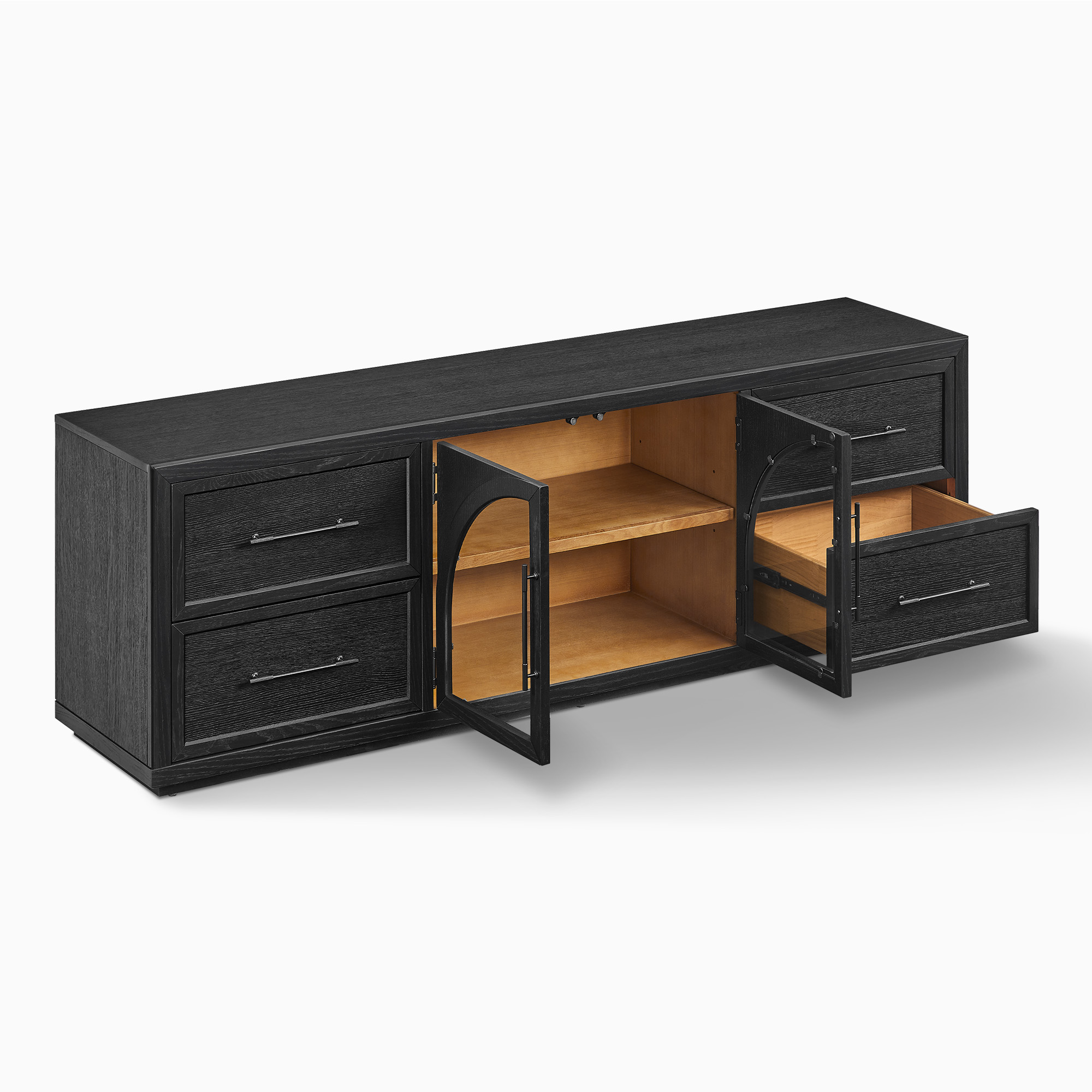 WILD  ケージ 約80cm 黒 Valborg 80 Inch 2-Door Black Oak Media Console with Storage | HERNEST
