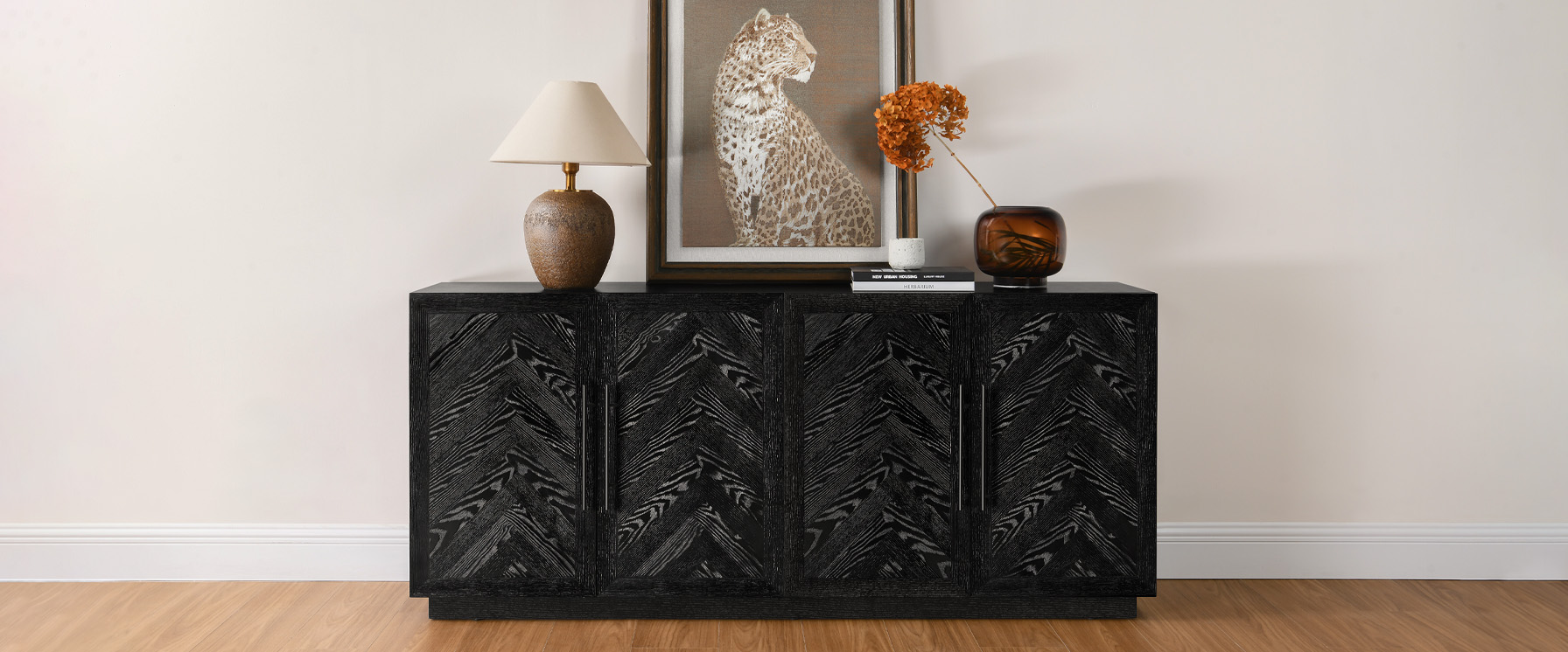 chevron wood sideboard