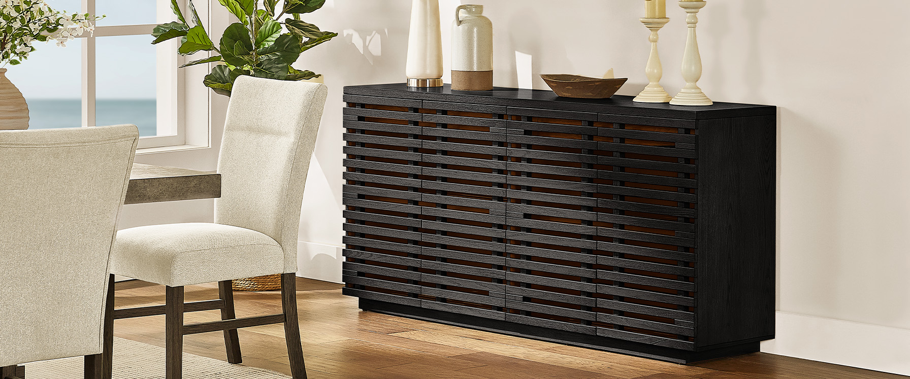 black sideboard cabinet with drawers