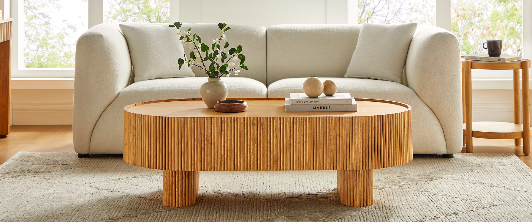 natural oval coffee table