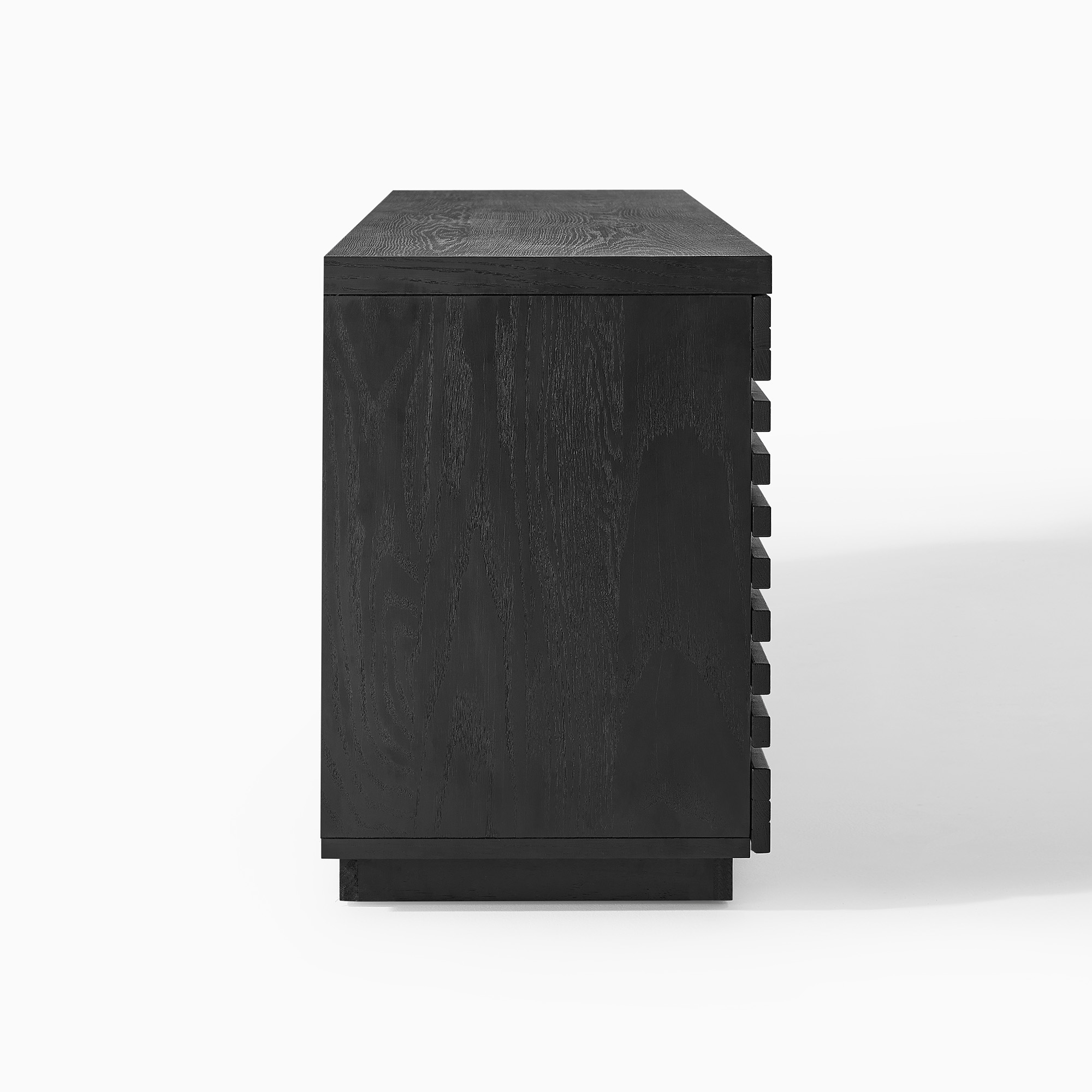 Ingrid 84 inch Black Solid Oak Slatted TV Stand | HERNEST