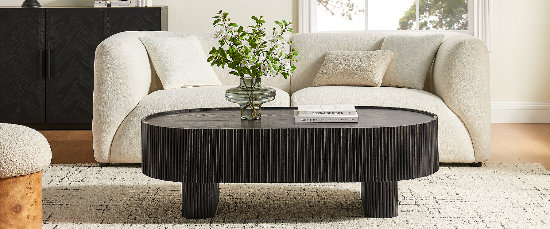 black oval coffee table