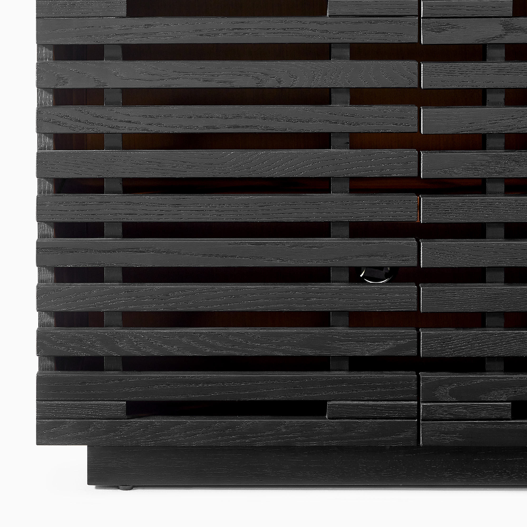 Ingrid 84 inch Black Solid Oak Slatted TV Stand | HERNEST