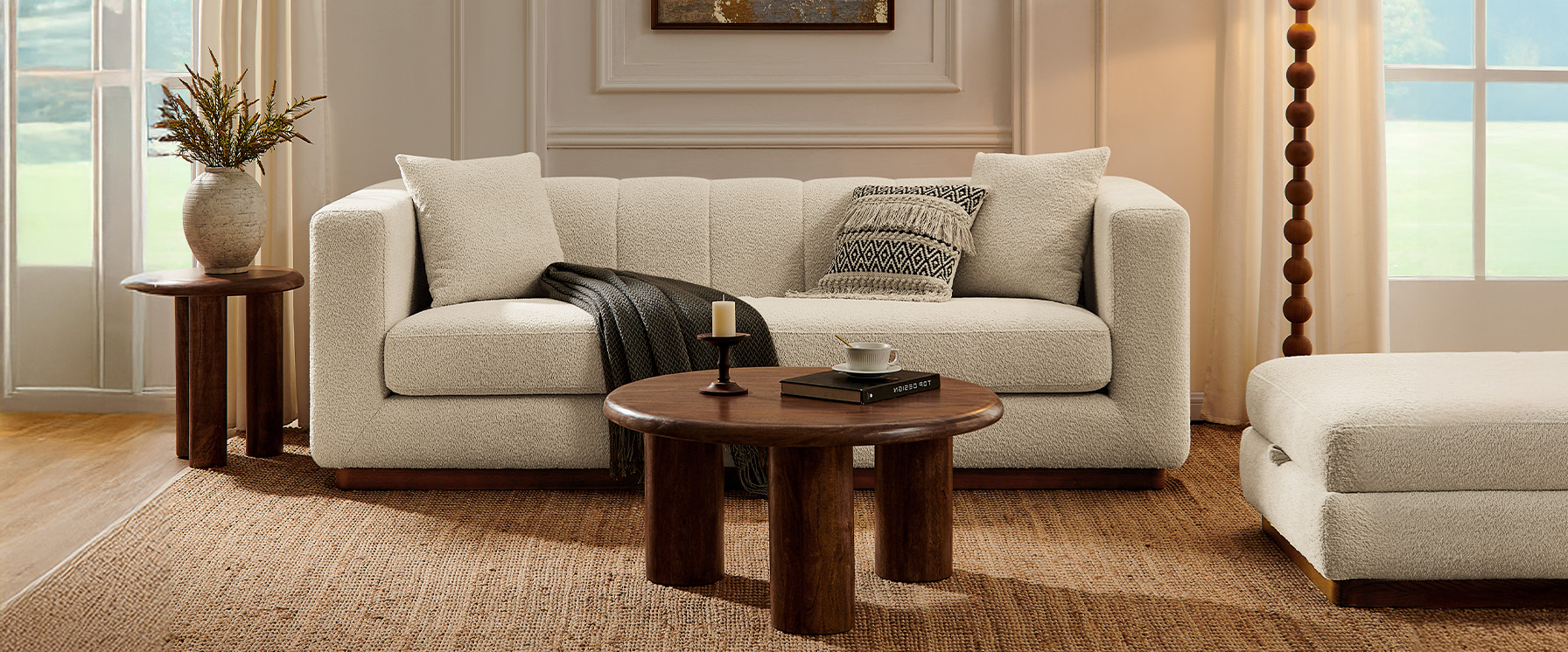 91 inch Bouclé sofa