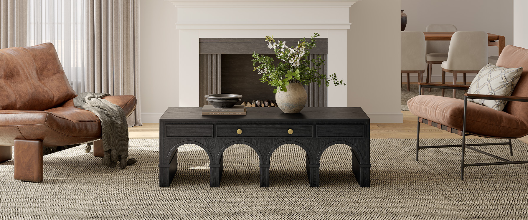 storage black coffee table