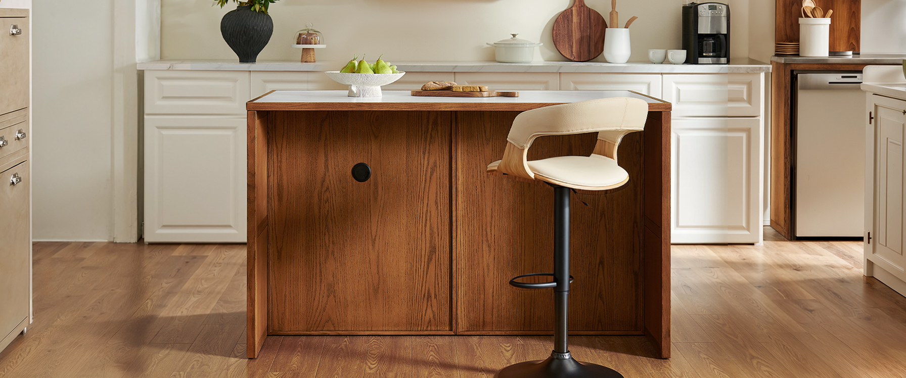 Black Versatile Kitchen Island and Two Counter Stools for Dining Room