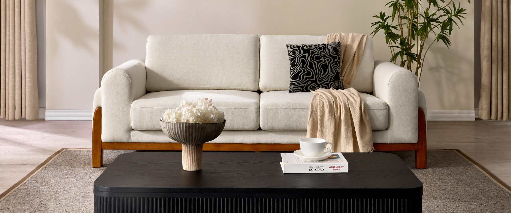 cotton fabric 2 seater couch 