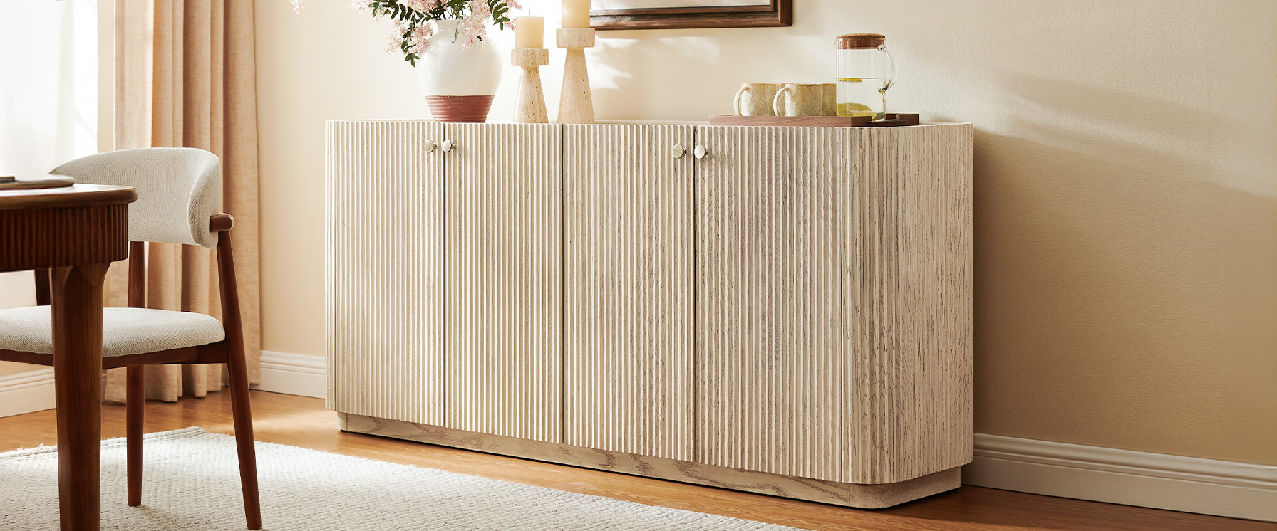 Whitewashed Oak Fluted Sideboard