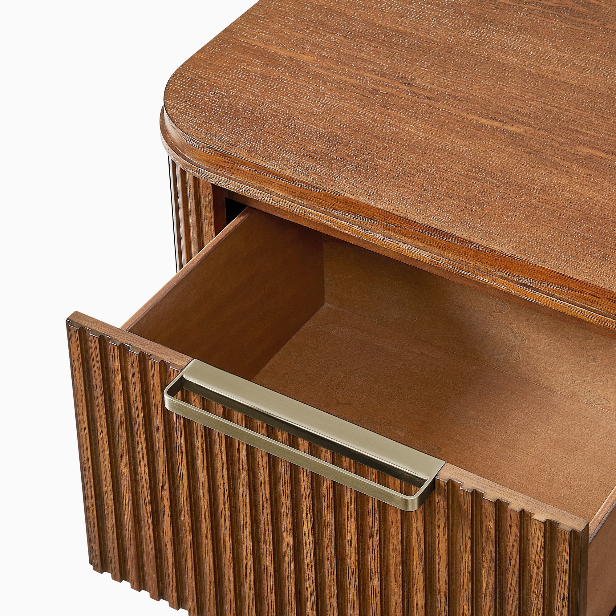 Finnley 26 Inch Fluted Nightstand in Warm Brown Poplar Wood | HERNEST