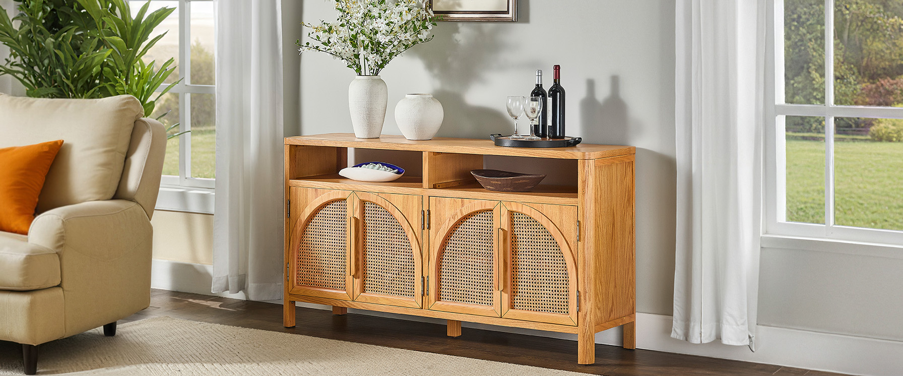 rattan sideboard