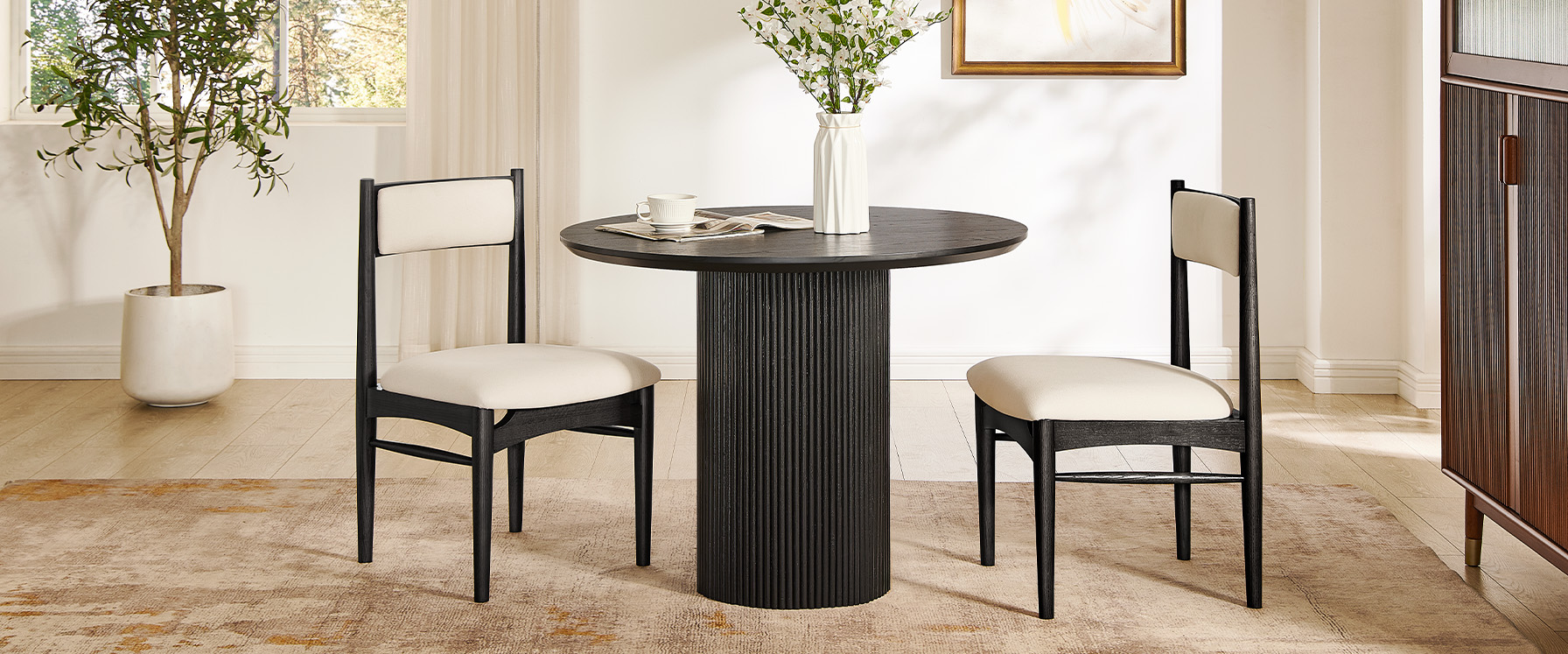 39 Inch Round Small Oak Dining Table for Dining Room