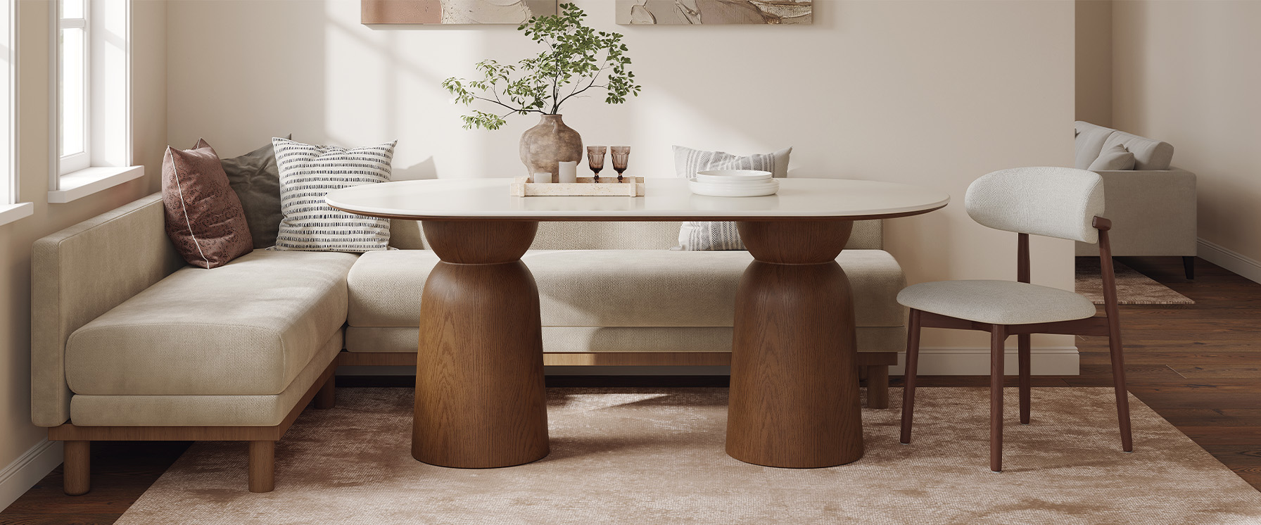 72 Inch Oval Dining Table for 4-6 Seats