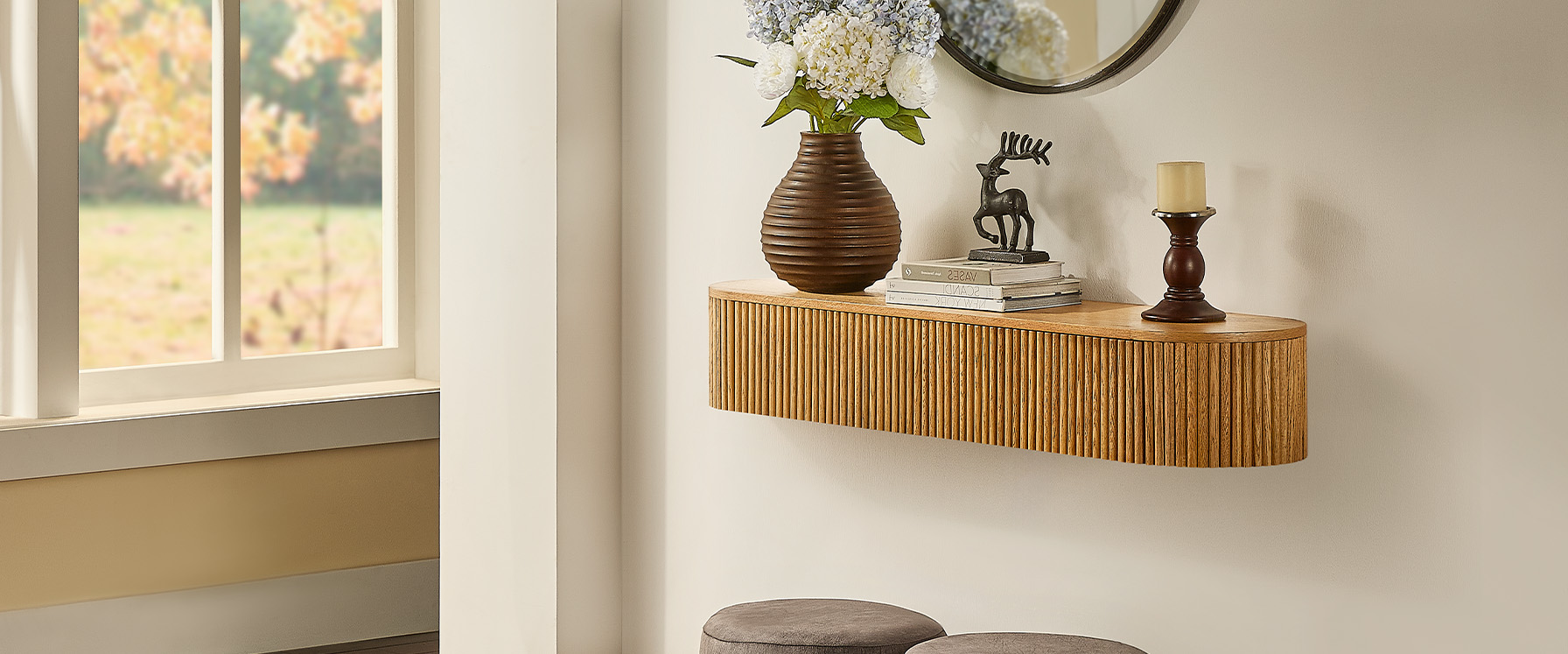 Natural Floating Console Table