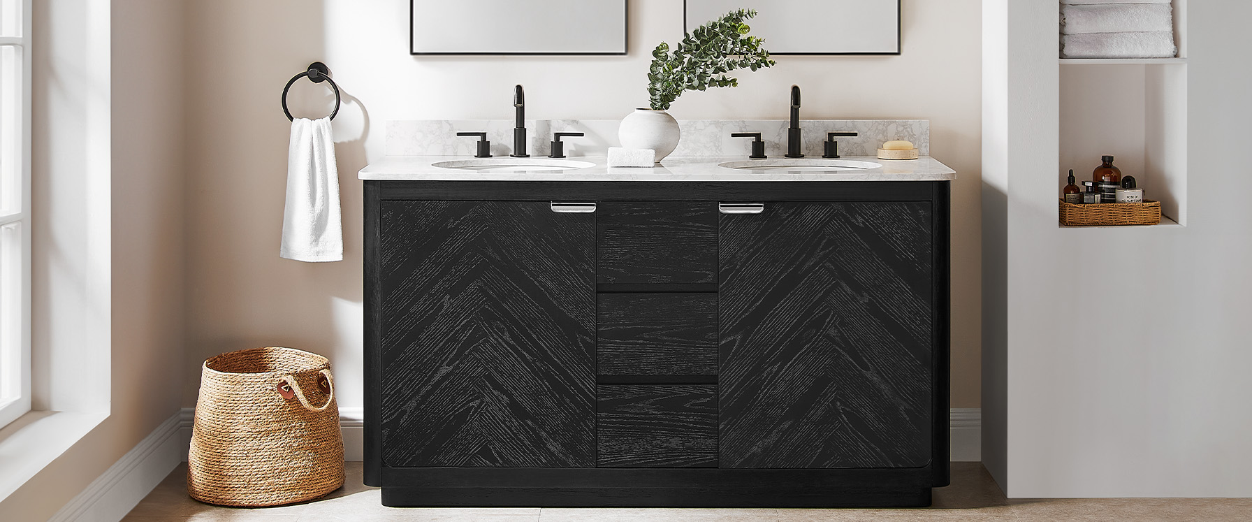 chevron double vanity bathroom