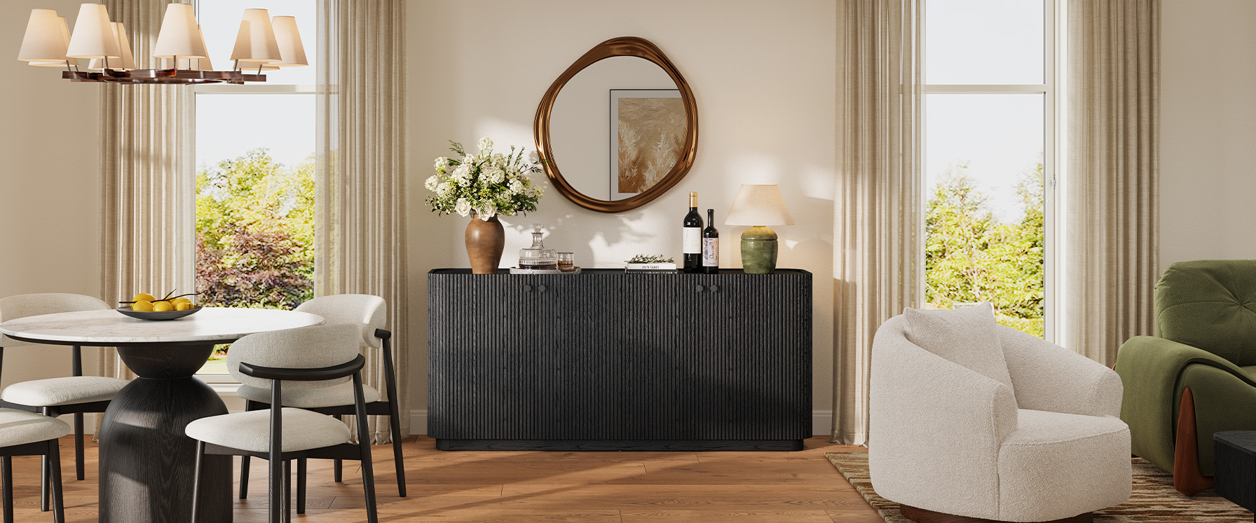 Black Oak Fluted Sideboard