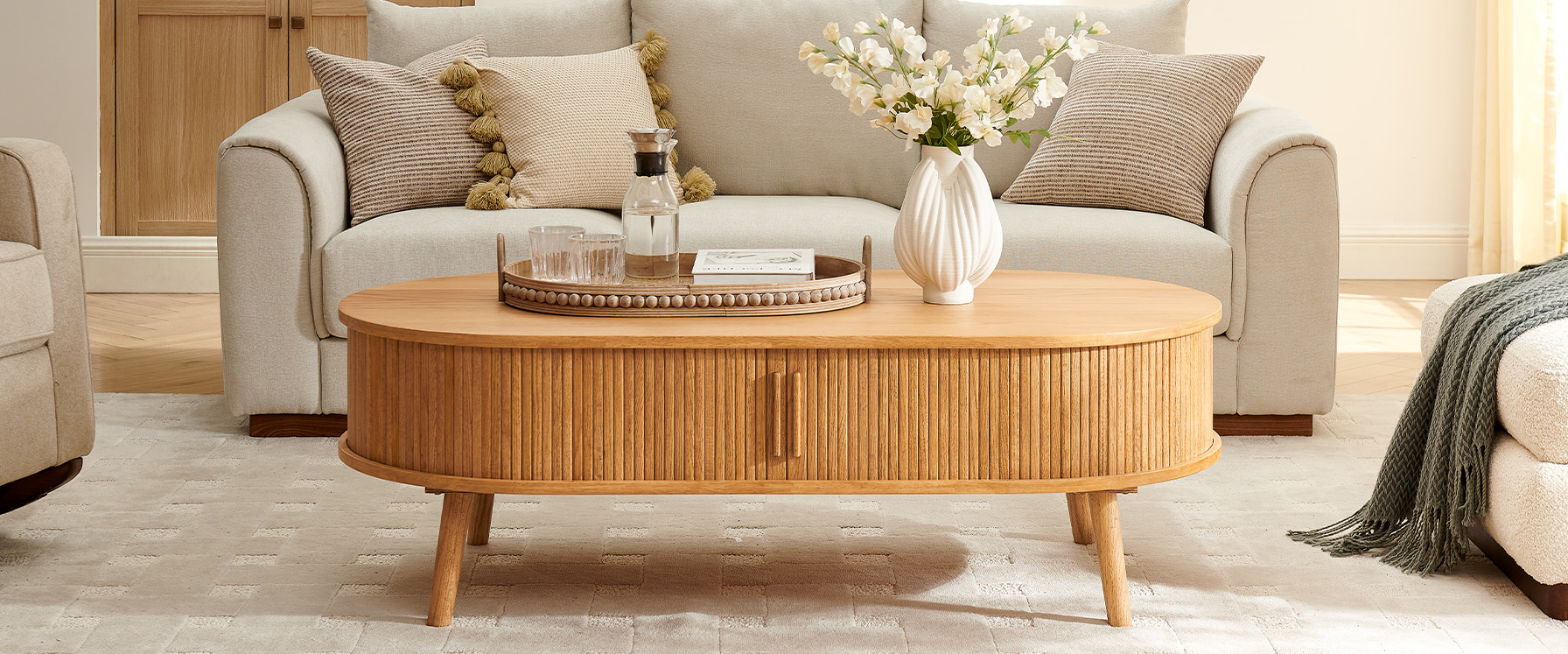 natural coffee tables with storage