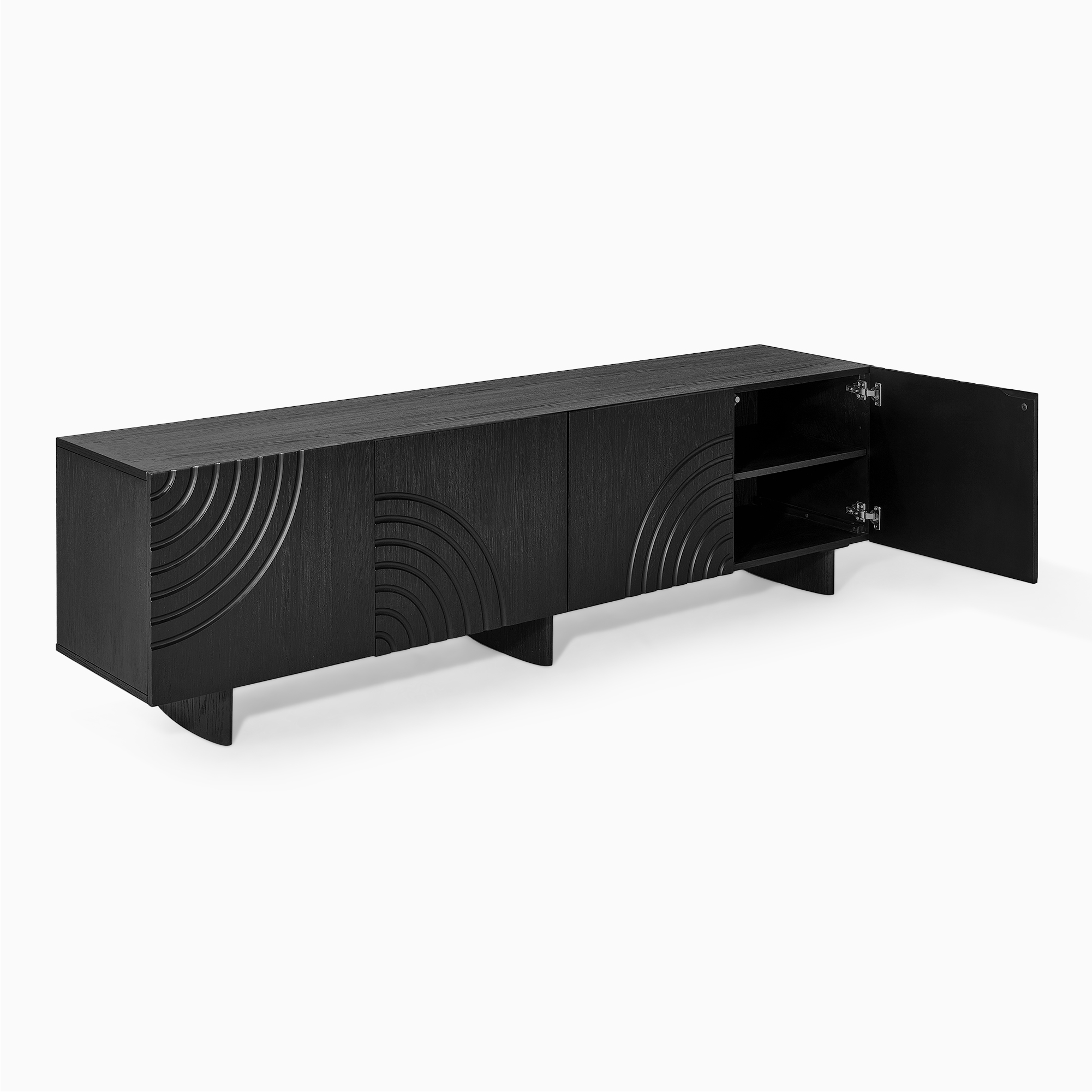 Pascal 84 inch Carving Black TV Stand | HERNEST