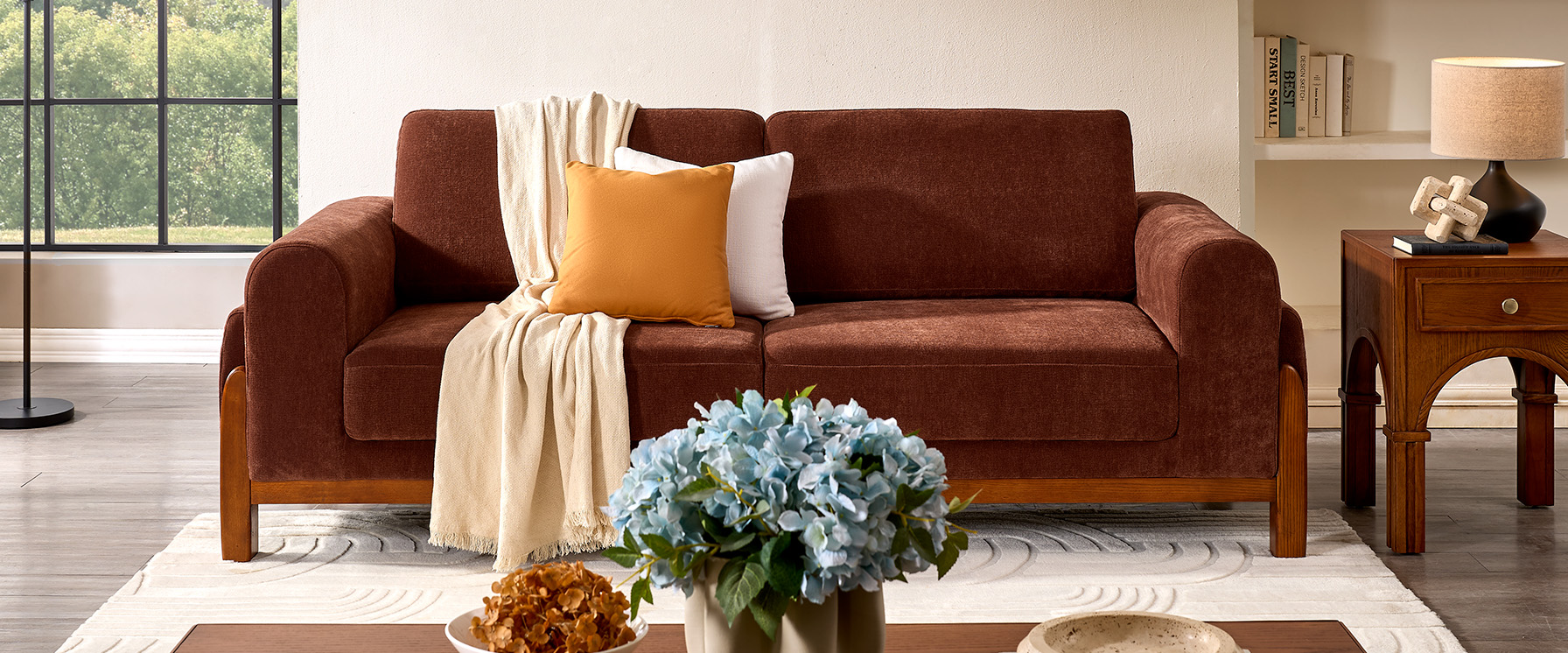 chenille fabric 2 seater couch 