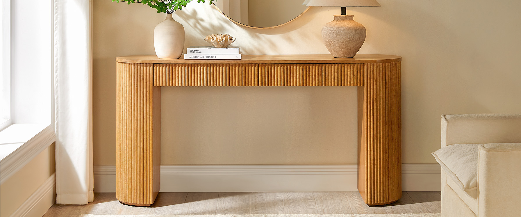 60inch oak console table