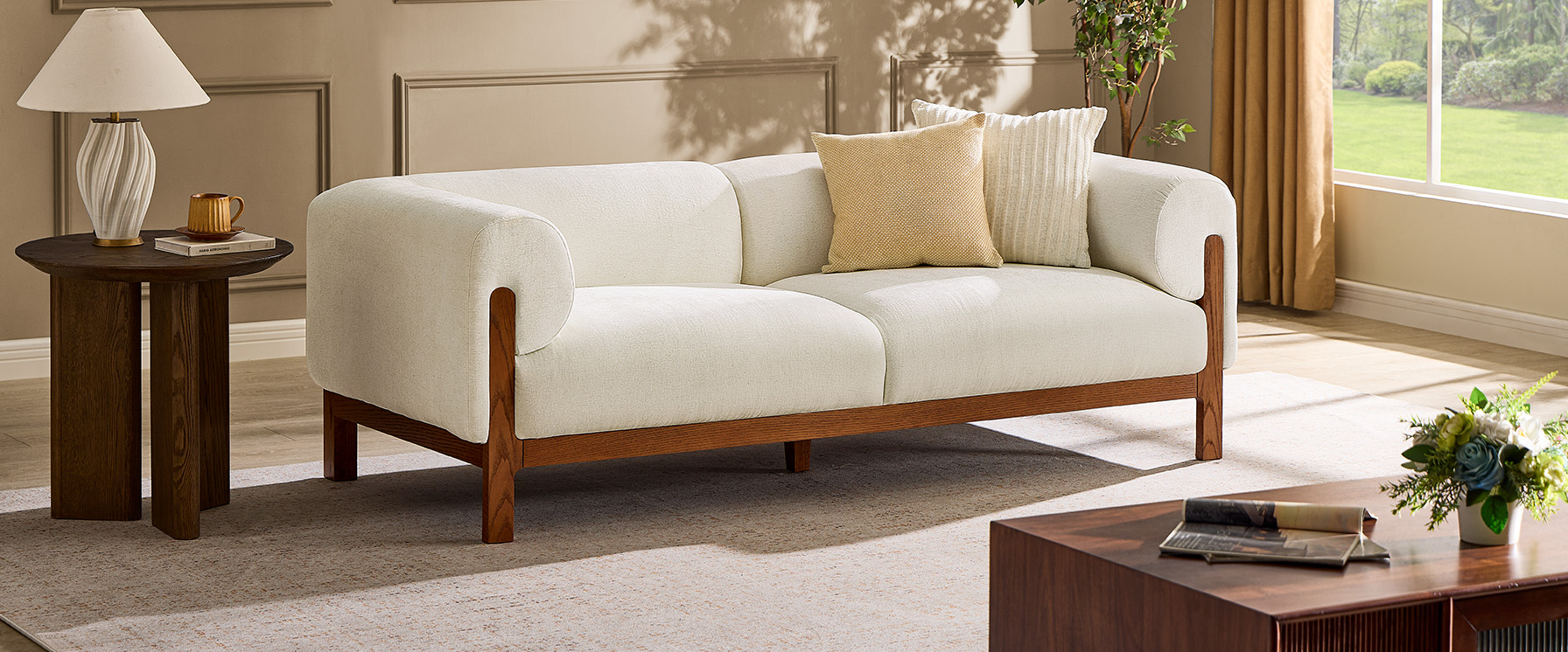 82 inch cotton fabric loveseat