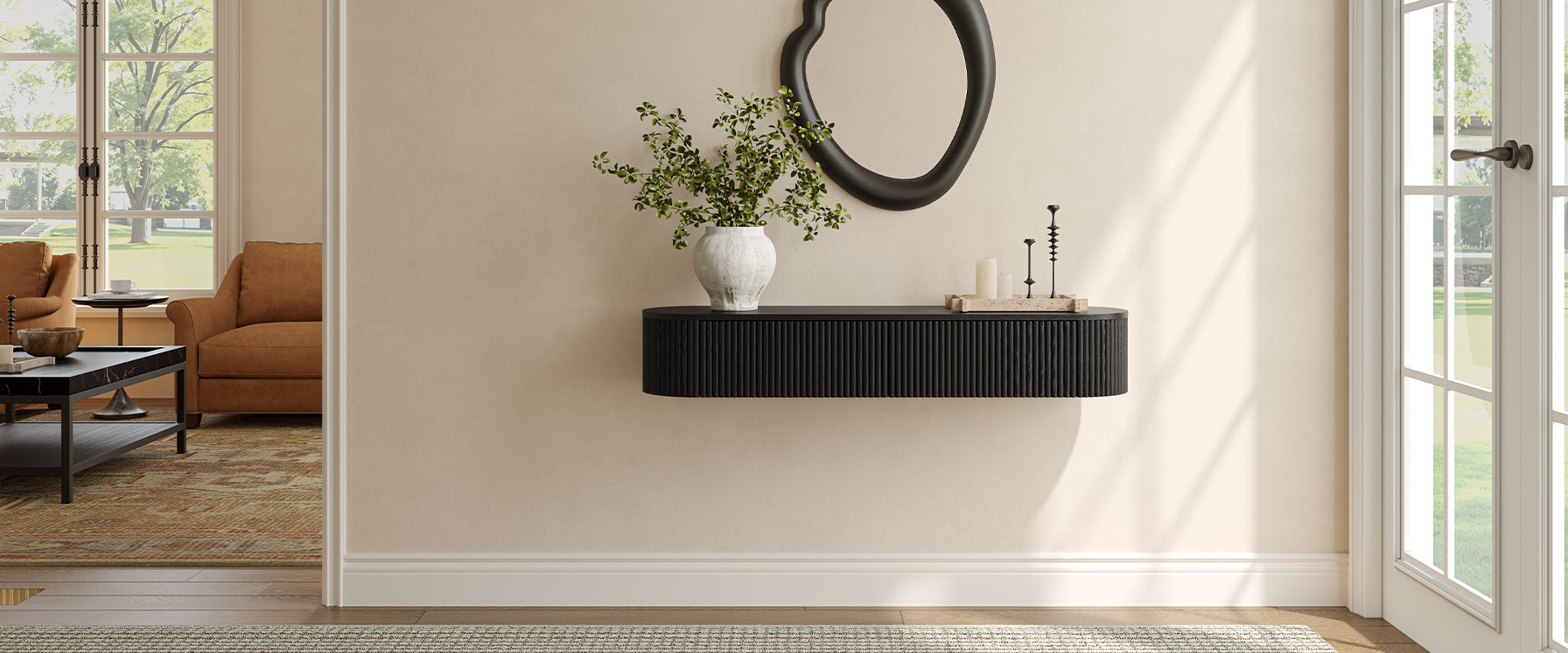 black Floating Console Table