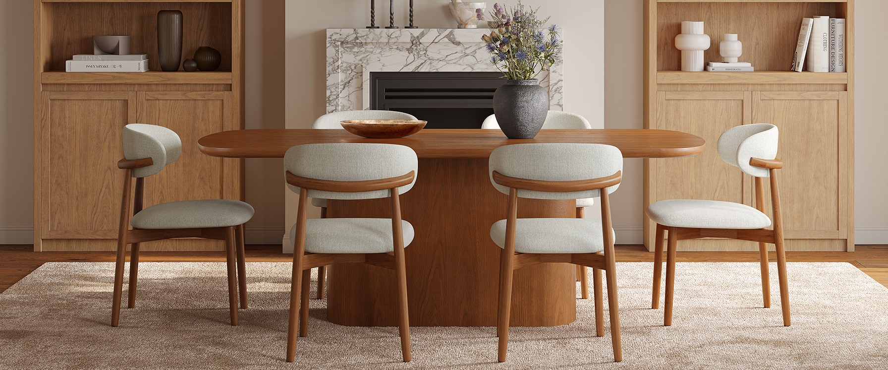 84 Inch Solid Wood Dining Table for Dining Room