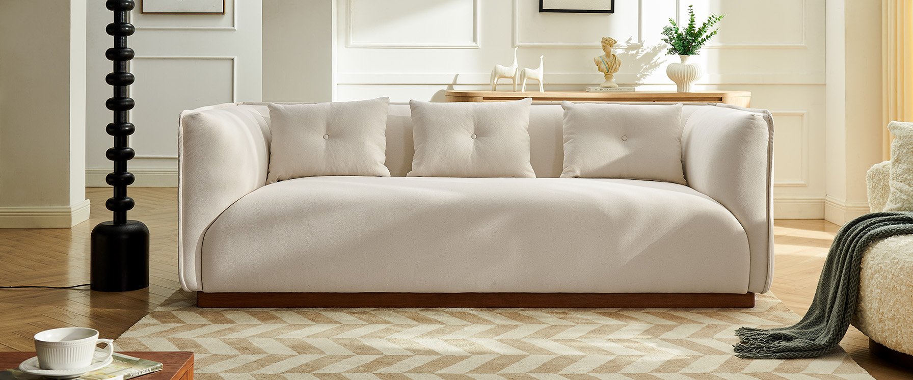 cotton fabric two-seater sofa