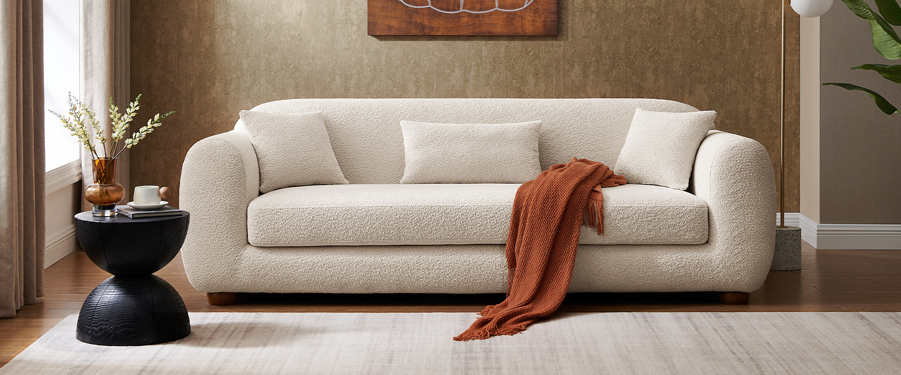 Bouclé loveseat sofa