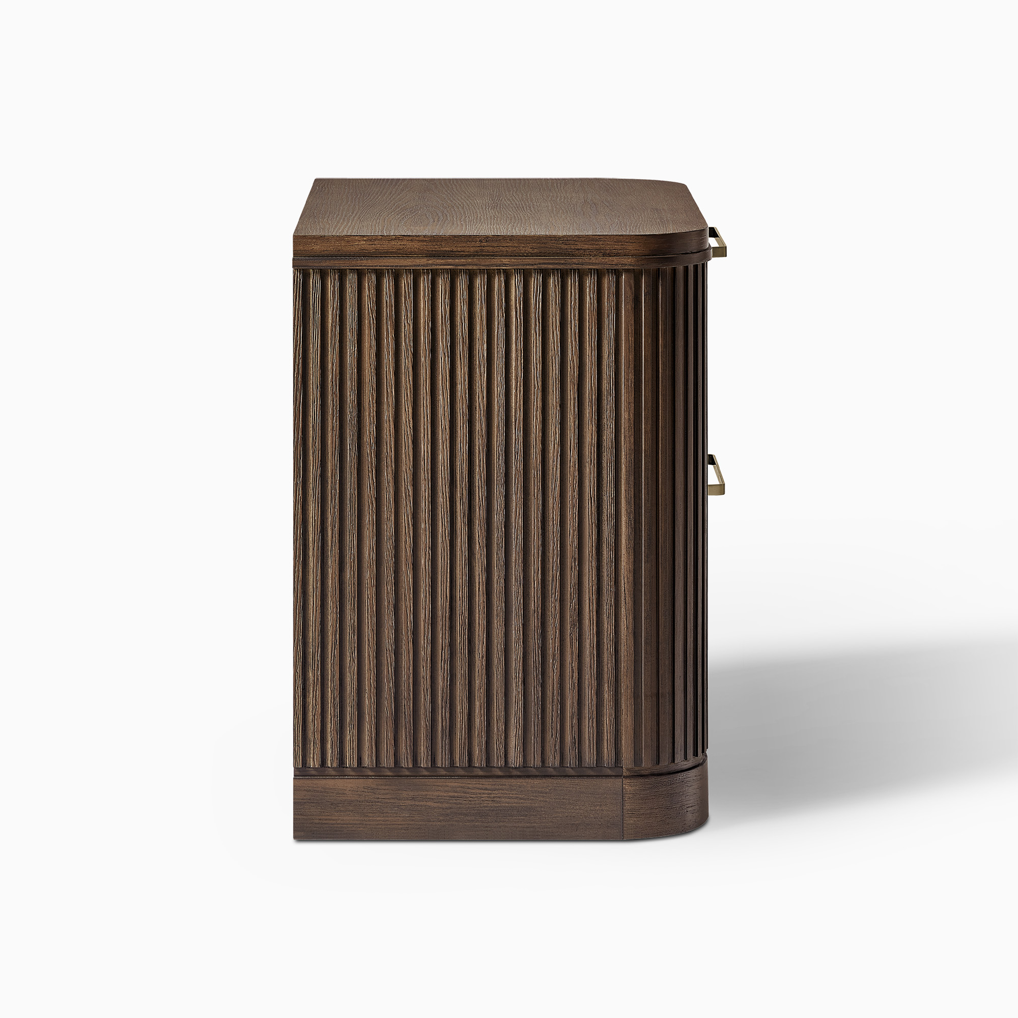 Finnley 26 Inch Fluted Nightstand in Dark Brown Poplar Wood | HERNEST